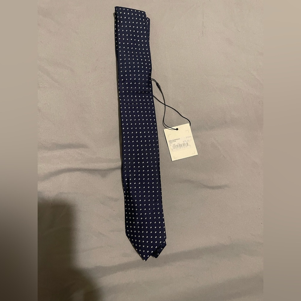 Ben Sherman Dark Blue Tie with White Dots